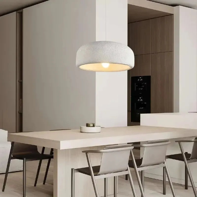 Suspension tambour stuc salle à manger contemporaine lumière naturelle 4000K E27 – Atelier Fancy Light