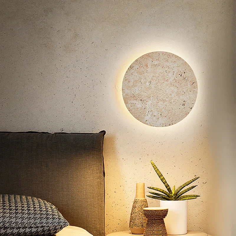 Applique pierre naturelle Wabi-Sabi salon halo chaleureux décoration minérale – Atelier Fancy Light