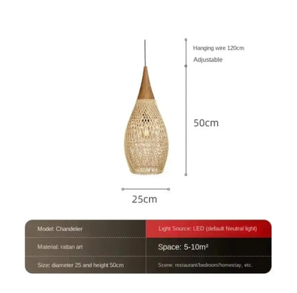 Suspension rotin naturel fond blanc Ø25cm H50cm câble 120cm ajustable E27 LED – Atelier Fancy Light