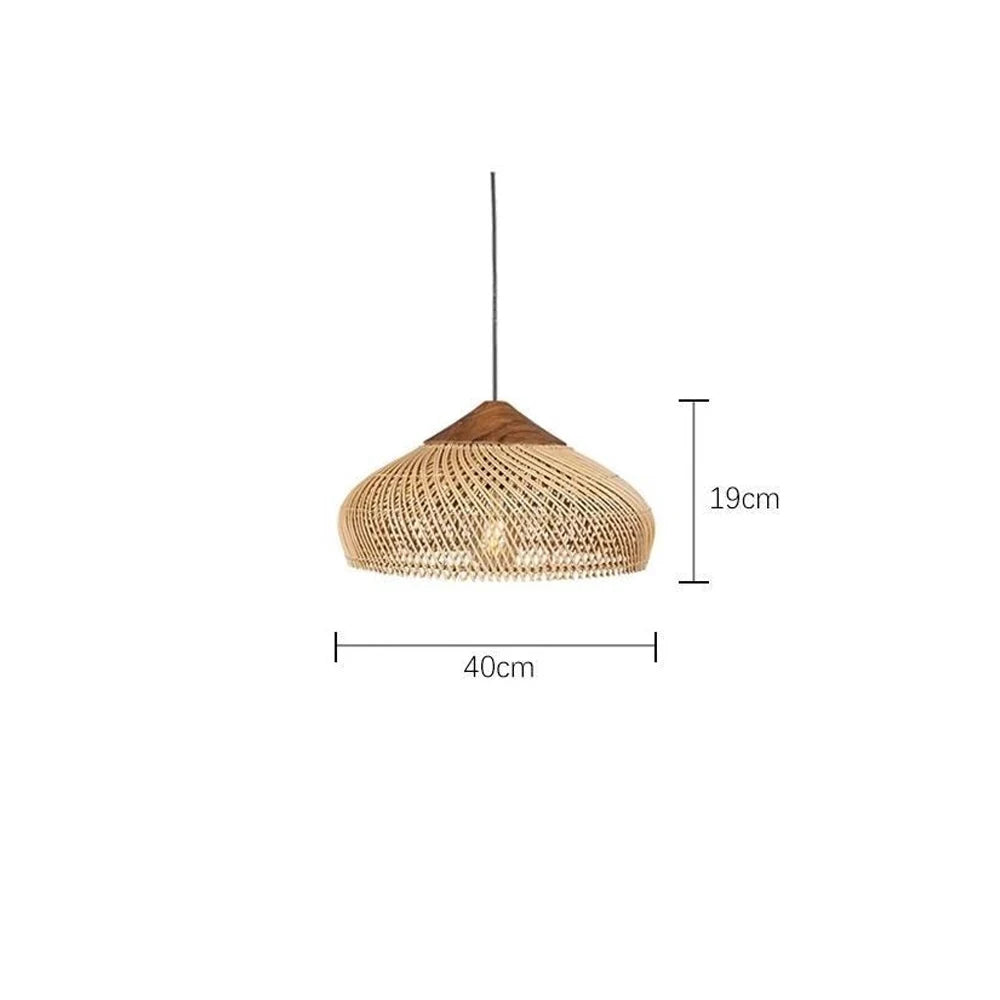 Suspension osier dôme plat 40cm fond blanc luminaire Japandi tressé artisanal – Atelier Fancy Light