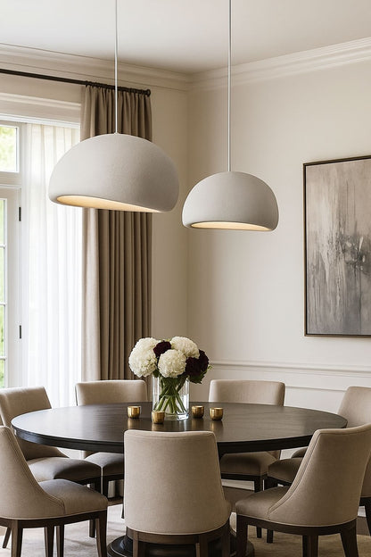 Suspension dôme mate blanc salle à manger table ronde E27 – Atelier Fancy Light