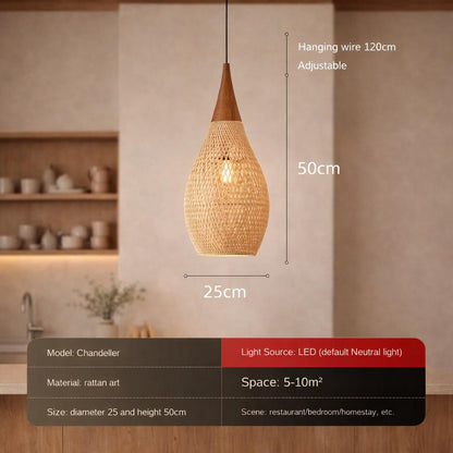 Suspension rotin naturel Ø25cm H50cm câble ajustable 120cm LED E27 culot universel – Atelier Fancy Light