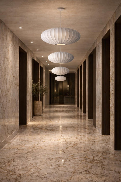 Ribbed silk pendant lights series hallway luxury Wabi-Sabi corridor lighting – Atelier Fancy Light