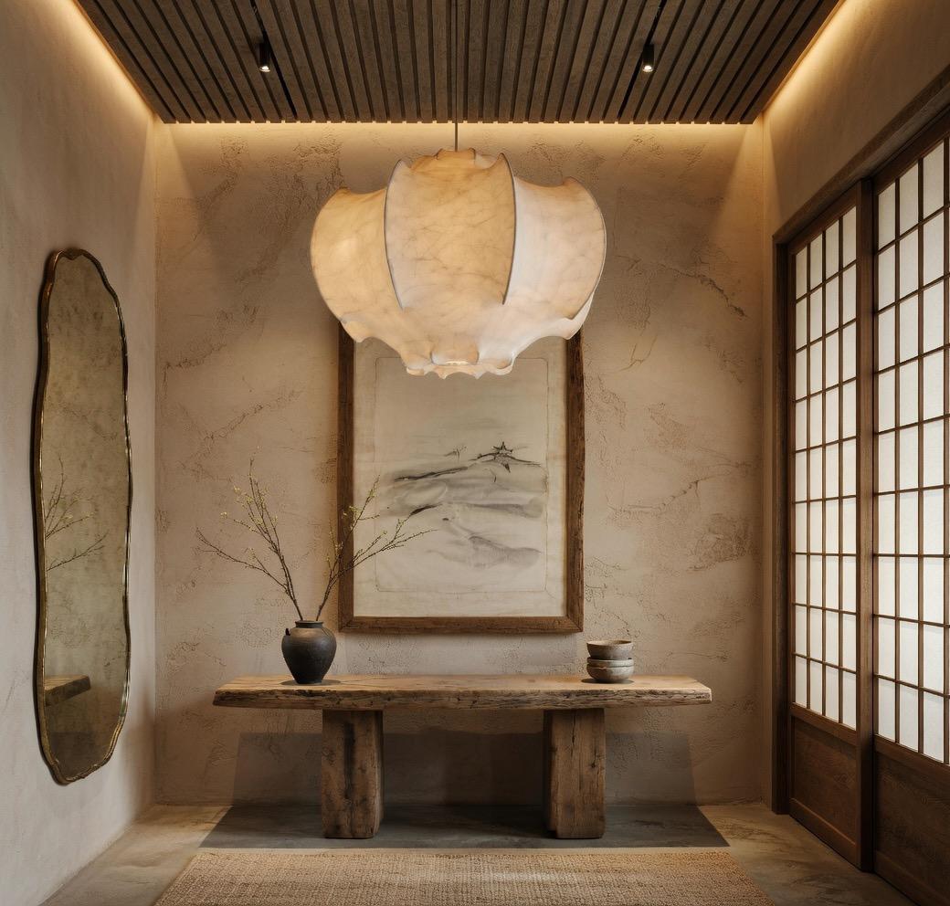 Suspension soie pétales ambiance japonaise intérieur zen – Atelier Fancy Light