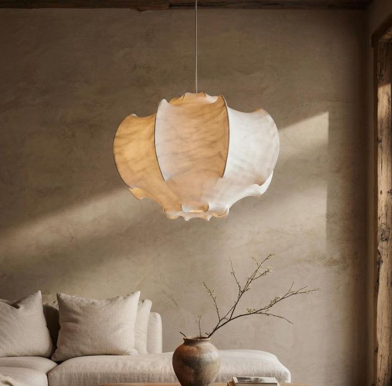 Suspension pétales soie sculptés wabi-sabi E27 – Atelier Fancy Light