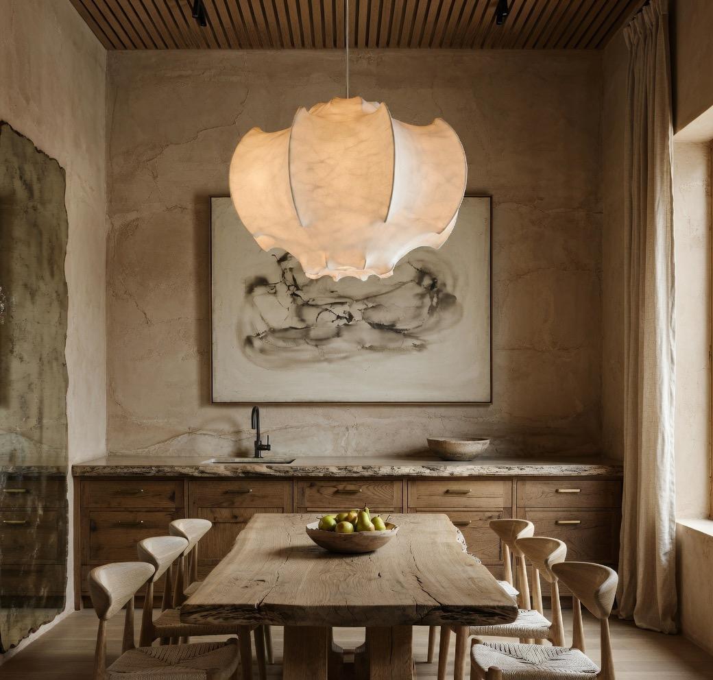 Lustre soie pétales grande salle à manger rustique wabi-sabi – Atelier Fancy Light