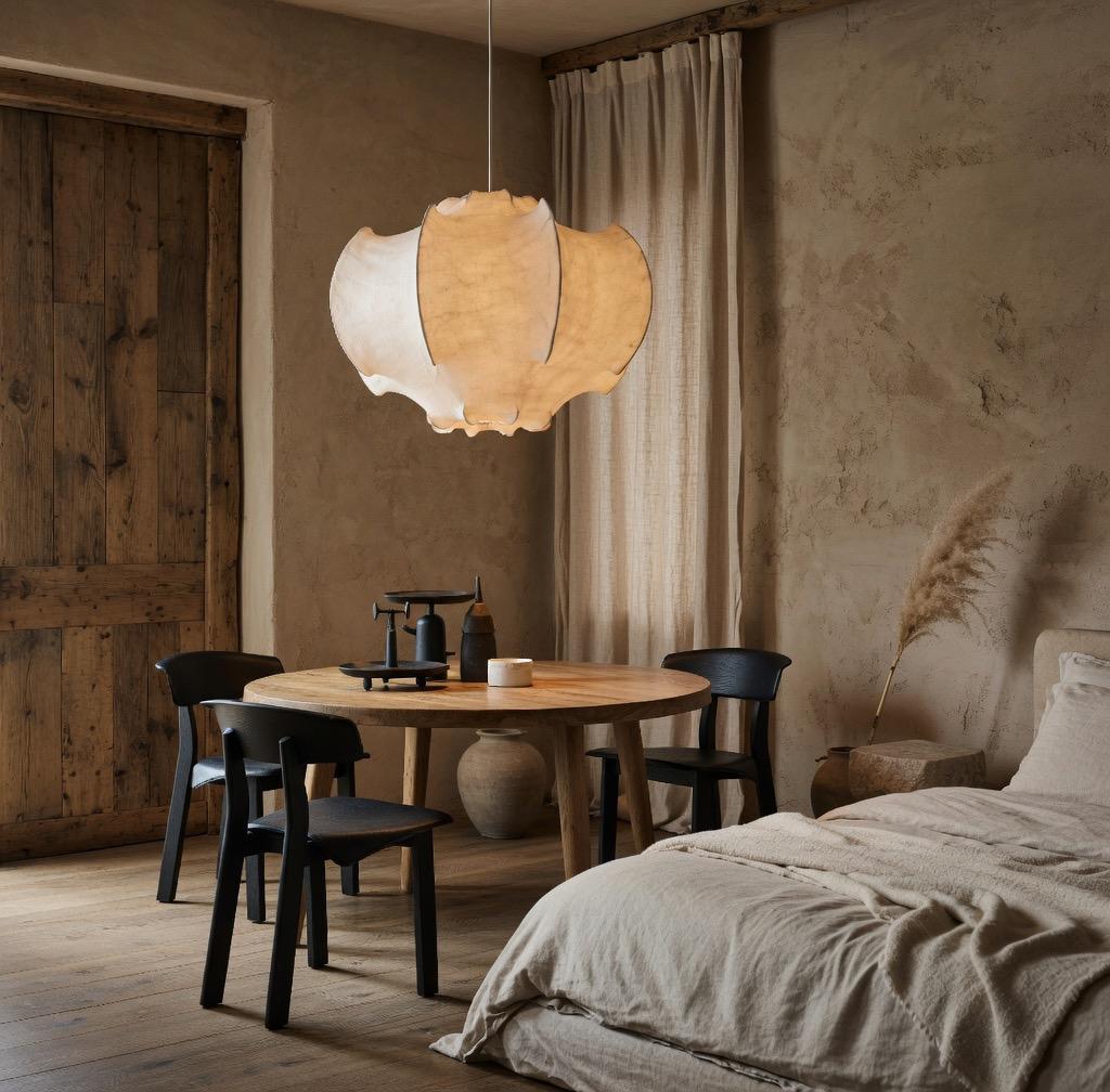 Suspension soie organique chambre coin repas lumière chaude – Atelier Fancy Light
