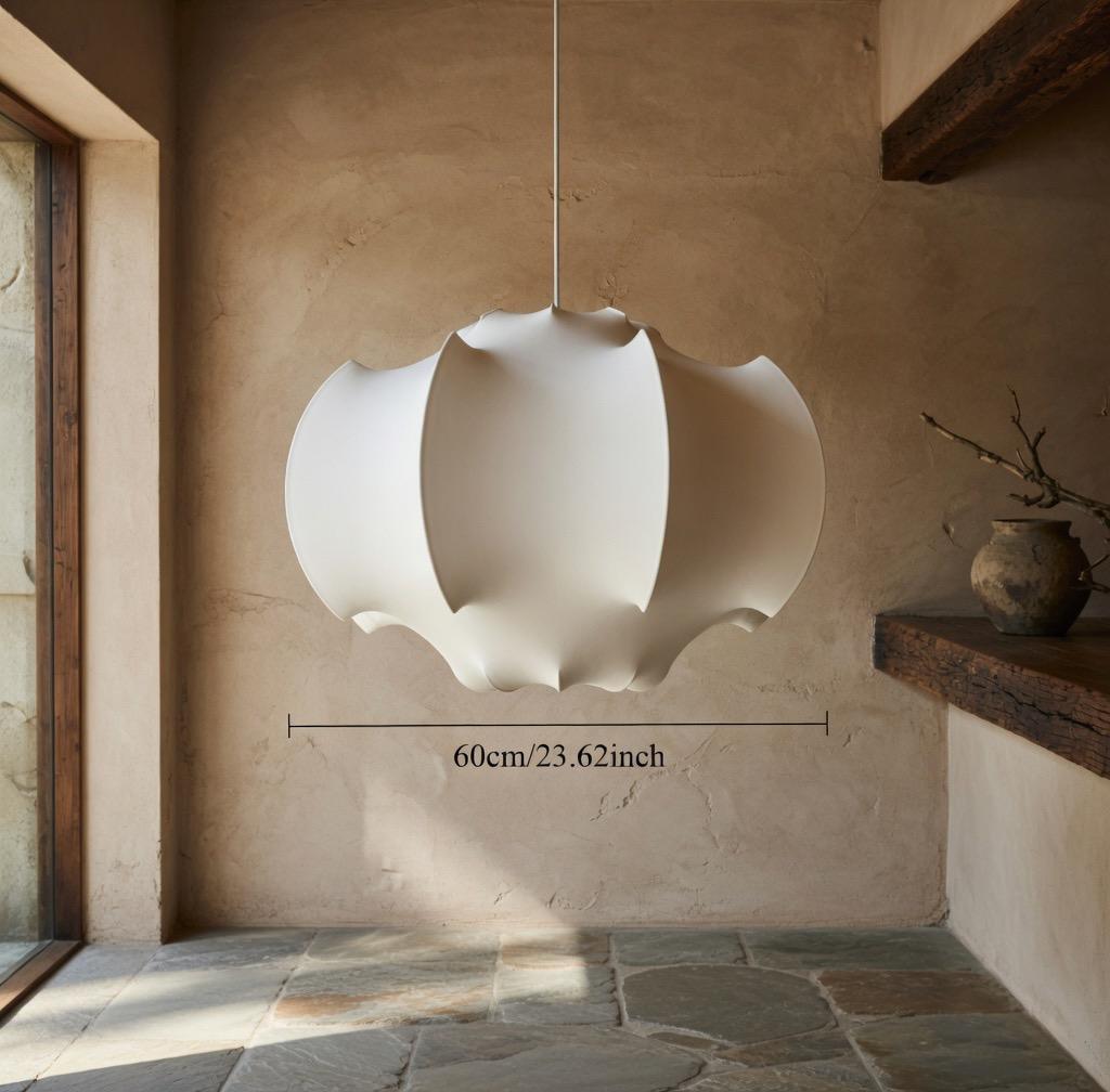 Suspension pétales soie blanc 60cm dimensions wabi-sabi – Atelier Fancy Light