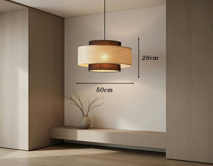 Suspension rotin double anneau 50cm dimensions japandi – Atelier Fancy Light
