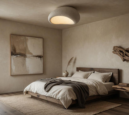 Plafonnier galet Wabi-Sabi LED intégrée forme organique plafond Japandi – Atelier Fancy Light
