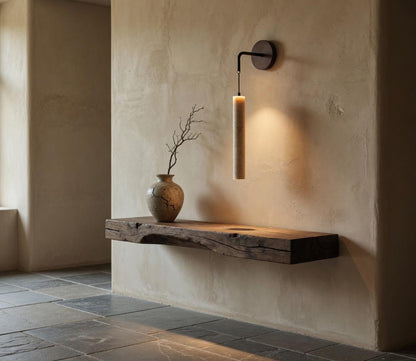 Applique travertin cylindre pierre naturelle veinures décoration murale Wabi-Sabi – Atelier Fancy Light