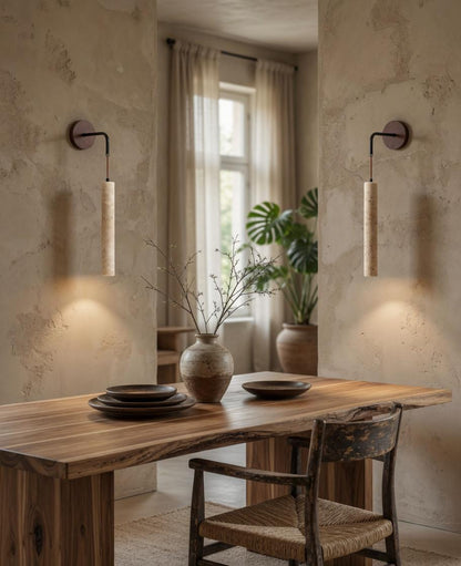 Applique murale travertin cylindre lumière spot sol intérieur naturel pierre – Atelier Fancy Light