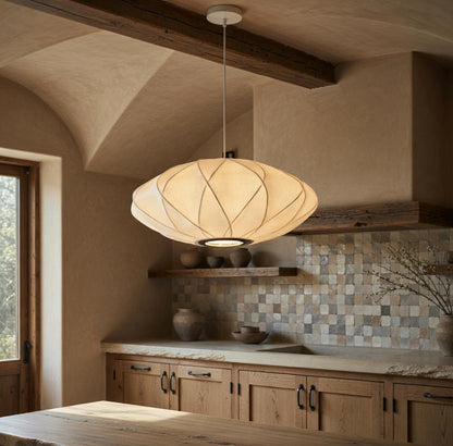 Suspension soie ovale cocon chambre chevet tête de lit éclairage doux Wabi-Sabi – Atelier Fancy Light