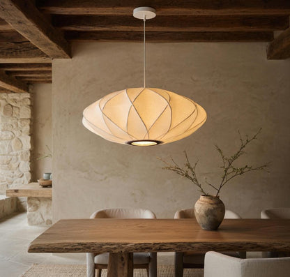 Suspension cocon soie ovale câble tissu réglable hauteur plafond appartement Wabi-Sabi – Atelier Fancy Light