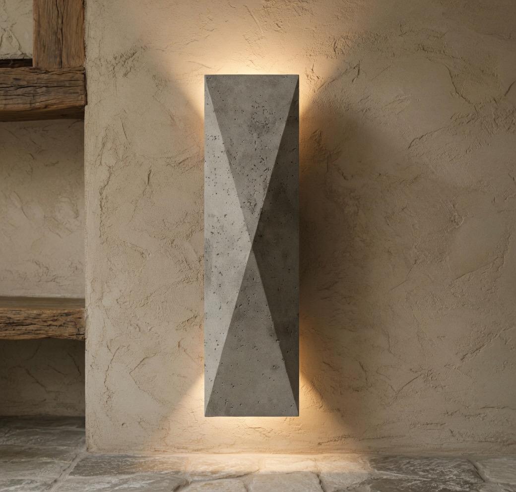 Applique travertin rectangle bi-directionnelle double halo entrée porte Wabi-Sabi – Atelier Fancy Light