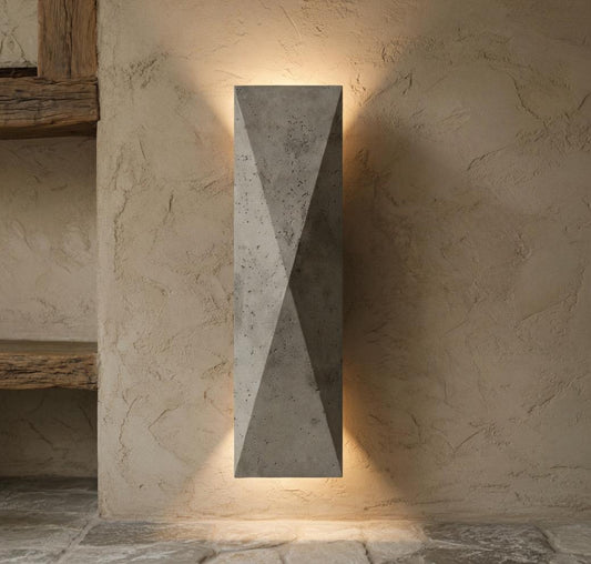 Applique travertin rectangle bi-directionnelle double halo entrée porte Wabi-Sabi – Atelier Fancy Light
