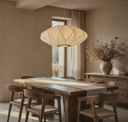 Silk Cocoon Oval Pendant — Japandi Design
